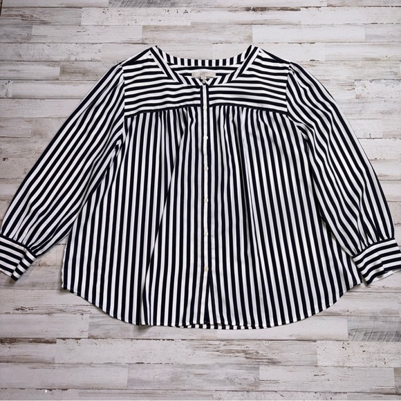 Loft Plus Women's Black and White Striped Blouse Size 24 - Picture 1 of 14